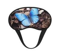 Masque occultant pour les yeux en polyester avec imprimé papillon bleu pour dormir en avion, pour la maison et les voyages