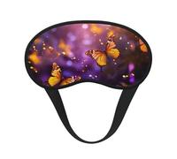 Masque occultant pour les yeux en polyester avec imprimé papillons violet-doré pour dormir en avion, pour la maison et les voyages