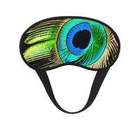 Masque occultant pour les yeux en polyester avec motif plumes de paon pour dormir en avion, pour la maison et les voyages