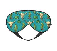Masque occultant pour les yeux - Motif cactus et crâne de taureau - Deux côtés - Sangle réglable - Pour le sommeil et le voyage