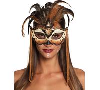 Masque oculaire vaudou accessoire d'Halloween brun-noir