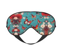 Masque Oeil Poule Volant Papillons Parmi Fleurs Imprimé Doux - Confortable Sommeil Confortable Ombrage de Nuit Elastique Couvre Yeux pour Voyage Méditation
