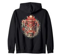 Masque Oni Japonais Rouge Noir Art Folklore Sweat à Capuche