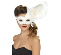 Masque Orate Blanc Colombien + Plume Robe De Soirée Pour Femmes