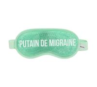 Masque original avec message ""P***** de migraine"". Masque de sommeil couleur menthe. Masque en gel pour les yeux. Dimensions : 18,5