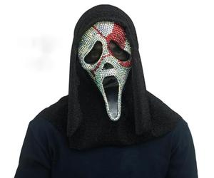 Masque original Ghost Face Scream avec strass, sang et paillettes à capuche Halloween