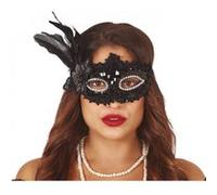 masque paillettes fleur plumes noir femme - guirca 12942 Noir G
