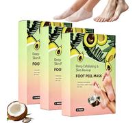 Masque peeling des pieds à l'huile de noix de coco,pieds hydratante (3pcs) | Masque exfoliant en profondeur pour la peau des pieds, restaure la peau des pieds craquelée, sèche et dure, talons