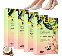 Masque peeling des pieds à l'huile de noix de coco,pieds hydratante (4pcs) | Masque exfoliant en profondeur pour la peau des pieds, restaure la peau des pieds craquelée, sèche et dure, talons