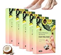 Masque peeling des pieds à l'huile de noix de coco,pieds hydratante (5pcs) | Masque exfoliant en profondeur pour la peau des pieds, restaure la peau des pieds craquelée, sèche et dure, talons