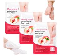 Masque Pied Peeling Pêche Lot de 3 Paires | Exfoliant Pied pour Talons Secs et Morts | Soin Pédicure Maison Adoucissant | Pour Femme et Homme | Pieds Doux et Lisses - Beauté des Pieds