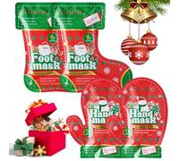 Masque Pieds Et Mains Pour Les Mains NoëL, 2 Paires De Masques Pour Les Pieds Et 2 Paires De Masques, Gants Hydratants En Profondeur, Rendre La Peau Plus Lisse