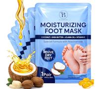 Masque Pieds Hydratant à la Noix de Coco - Karité Jojoba - 6 Paires | Rituel Spa à la Maison en 30 Minutes, Restaure Douceur et Souplesse, Cadeau Idéal pour un Moment de Bien-Être - 6 Pack