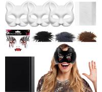 Masque pour chat avec yeux en et barbe en fourrure - Kit de bricolage