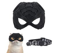 Masque pour chat - Masque intéressant pour chat - Masque de chauve-souris noir créatif pour chat - Convient pour Halloween ou pour le plaisir quotidien - Livré avec 1 collier - 10 x 10 x 7 cm