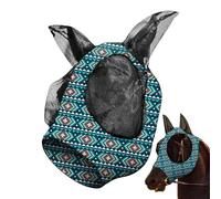 Masque pour Cheval avec Oreilles | Grands Yeux Respirant Couvrant Museau,Grands Yeux en Maille Ouverture pour Crinière Équipement Équestre pour Poulains et Temps Chaud