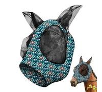 Masque pour Cheval avec Oreilles - Grands Yeux Respirant Couvrant Museau,Masque Anti-Mouches en Maille Ajustable Équipement Équestre pour Temps Chaud