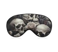 Masque pour les yeux à fleurs noires et blanches et tête de mort pour homme et femme, respirant et réglable, masque de sommeil ultra doux, bandeau de voyage léger pour avion, sieste, sommeil nocturne