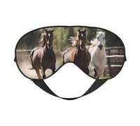 Masque pour les yeux à imprimé de trois chevaux qui courent, masque pour les yeux doux et occultant pour homme et femme pour une nuit complète de sommeil, voyage