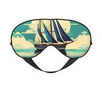 Masque pour les yeux à imprimé paysage de bateau à voile, masque doux et occultant pour les yeux pour femmes et hommes, nuit complète de sommeil, voyage