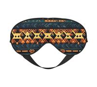 Masque pour les yeux à texture ethnique tribale africaine avec imprimé double face, réglable, bloquant la lumière et respirant, adapté pour le repos et les voyages.