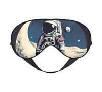 Masque pour les yeux astronaute sur la lune avec imprimé soyeux confortable et réglable pour dormir