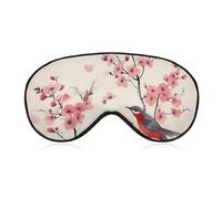 Masque pour les yeux avec branches de cerisier, fleurs, oiseaux, masque de sommeil latéral, bandeau léger, masque de sommeil, coussinet nasal et bande élastique pour enfants, femmes et hommes