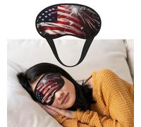 Masque pour les yeux avec drapeau américain et feu d'artifice pour dormir, couverture de sommeil en satin doux avec sangle élastique, couverture occultante pour les yeux de voyage pour femmes et
