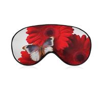 Masque pour les yeux avec fleur rouge et papillon, masque de sommeil latéral léger, masque de sommeil, coussinet nasal et bande élastique pour enfants, femmes et hommes