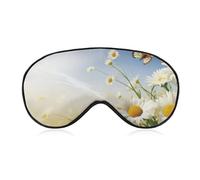 Masque pour les yeux avec fleurs de camomille courbées et papillons volants, masque de sommeil latéral, bandeau léger, coussinet nasal et bande élastique pour enfants, femmes et hommes