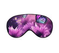 Masque pour les yeux avec fleurs et papillons violets, masque de sommeil latéral léger pour les yeux, masque de sommeil, coussinet nasal et bande élastique pour enfants, femmes et hommes
