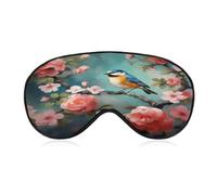Masque pour les yeux avec fleurs, oiseaux et papillons, masque de sommeil latéral léger, masque de sommeil, coussinet nasal et bande élastique pour enfants, femmes et hommes