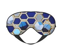 Masque pour les yeux avec hexagones bleus et imprimé diamant, confortable, respirant, réglable, léger, voyage, yoga, travail
