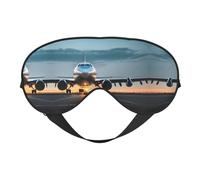 Masque pour les yeux avec imprimé avion dans la lumière du soir - Sommeil confortable, ombre de nuit élastique, couvre-yeux pour voyage, méditation