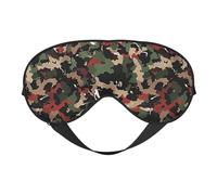 Masque pour les yeux avec imprimé camouflage, masque de sommeil occultant pour femme, masque de sommeil avec sangle réglable, adapté pour l'heure du coucher et les voyages