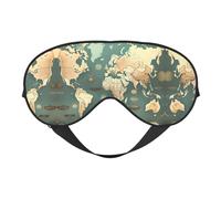 Masque pour les yeux avec imprimé carte du monde rétro - Sommeil confortable, ombre de nuit élastique, couvre-yeux pour les voyages, la méditation