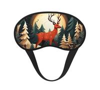 Masque pour les yeux avec imprimé cerf Merry Christmas pour adultes - Lavable - Bloque le sommeil - Pour les voyages, le camping, le repos nocturne