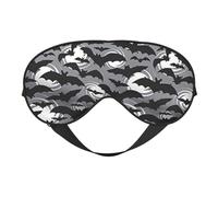 Masque pour les yeux avec imprimé chauve-souris gris pour Halloween, doux et respirant, adapté pour la sieste, les voyages et la nuit de sommeil