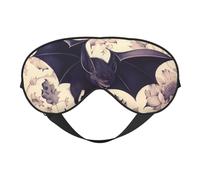 Masque pour les yeux avec imprimé chauve-souris, masque de sommeil occultant avec sangle réglable, convient pour l'heure du coucher et les voyages