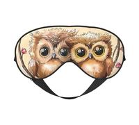 Masque pour les yeux avec imprimé chouettes mignons, masque de sommeil occultant pour femme, masque de sommeil avec sangle réglable, adapté pour l'heure du coucher et les voyages