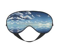 Masque pour les yeux avec imprimé ciel bleu et nuages blancs pour un sommeil confortable - ombre de nuit élastique, parfait pour l'avion, les voyages et la méditation