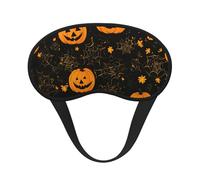 Masque pour les yeux avec imprimé citrouille d'Halloween pour adultes - Bloque la lumière - Aide à la sieste - Pour voyage, insomnie, camping