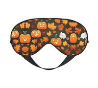 Masque pour les yeux avec imprimé citrouille « Happy Thanksgiving Day », masque de sommeil soyeux pour homme et femme, pour le sommeil et la relaxation