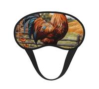 Masque pour les yeux avec imprimé coq sur bois dans les terres agricoles, doux et lavable pour bloquer la lumière, pour dormir, pour le voyage