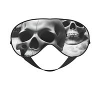 Masque pour les yeux avec imprimé crânes noirs et blancs - Couverture complète - Léger - Pour homme et femme