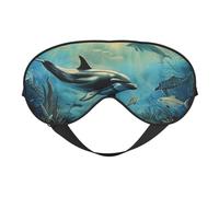 Masque pour les yeux avec imprimé dauphin de mer, masque de sommeil occultant pour femme, masque de sommeil avec sangle réglable, adapté pour l'heure du coucher et les voyages