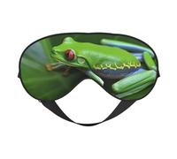Masque pour les yeux avec imprimé de feuilles de grenouille et d'animaux pour femmes, masque de sommeil occultant avec sangle réglable, convient pour l'heure du coucher et les voyages