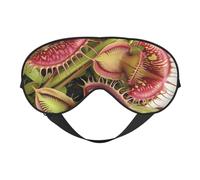 Masque pour les yeux avec imprimé de plantes carnivores, masque de sommeil occultant pour femme, masque de sommeil avec sangle réglable, adapté pour l'heure du coucher et les voyages