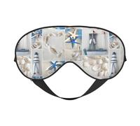 Masque pour les yeux avec imprimé étoile de mer et phare - Couverture complète - Léger - Pour homme et femme - En plein air - Voyage - Relaxation