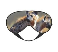 Masque pour les yeux avec imprimé hyène et animaux pour femmes, masque de sommeil occultant avec sangle réglable, convient pour l'heure du coucher et les voyages